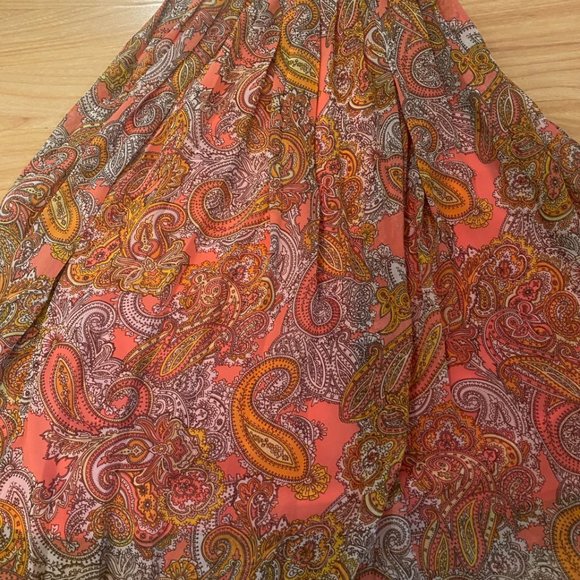 H&M Pink Paisley Sleeveless Pleated Dress Size 2 - Picture 2 of 8